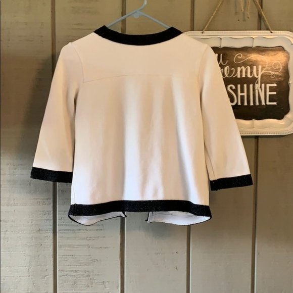 Free People Open Cardigan with Sparkly Black Trim - Picture 4 of 4